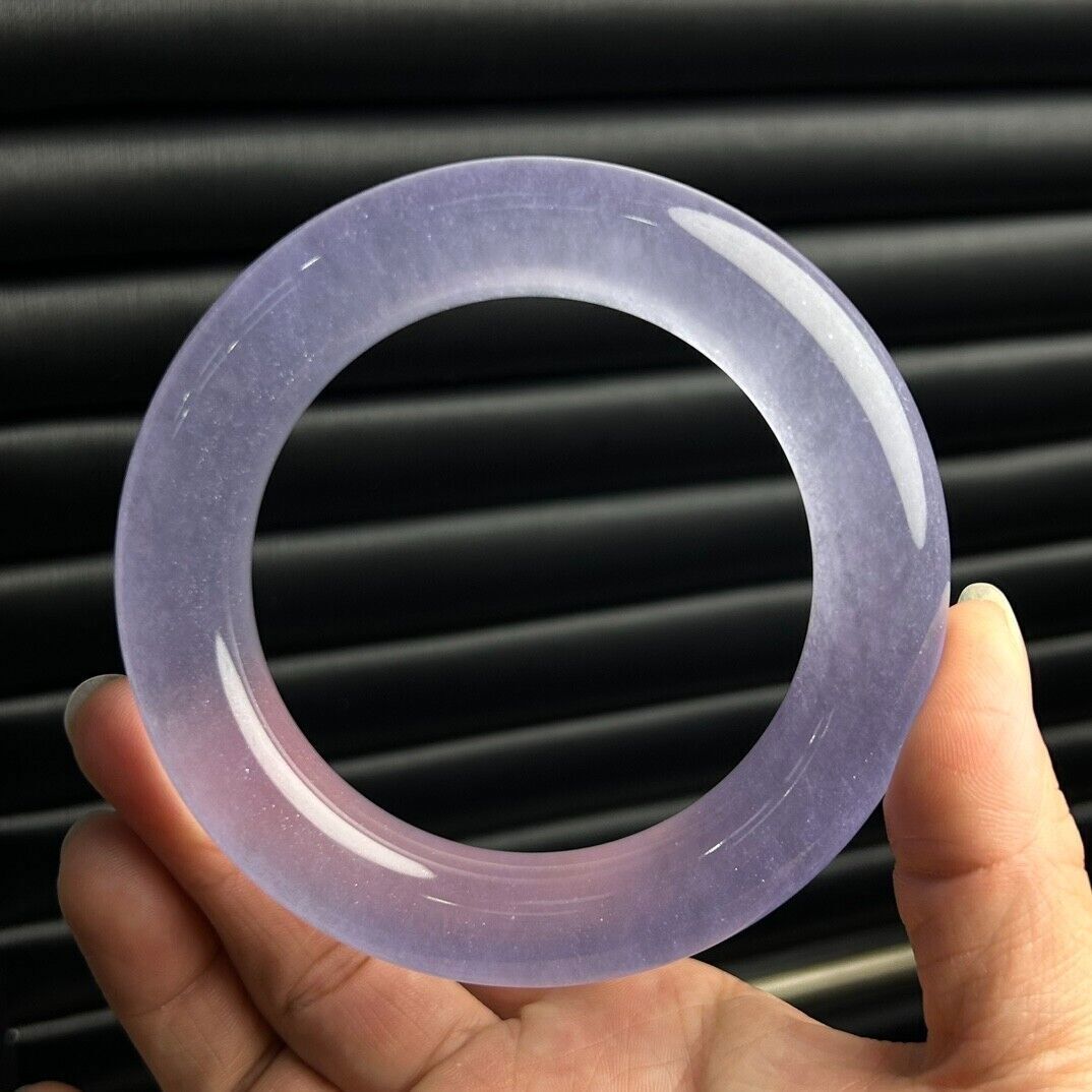 Certified Natural AAA icy  Lavender Myanmar Jade jadeite bracelets Bangle 61mm