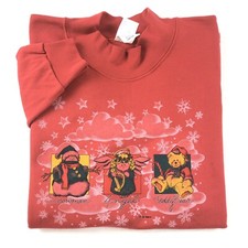 Vintage 90s Mock Neck Sweatshirt Snowman Angel Bear Christmas Sweater Fits Large
