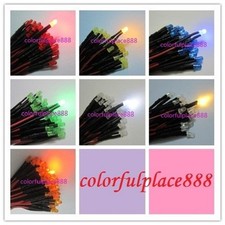 3mm 9V 12V Pre-Wired Red Yellow Blue Green Warm White Orange Diffused LED 20CM