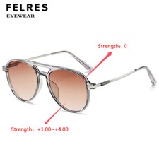 Men TR90 Anti Blue Light Bifocal Reading Glasses Fashion Oval Tinted Sunglasses