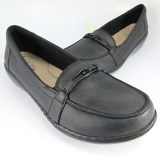 Clarks ASHLAND BALLOT Loafers Womens Size 8M Black Leather Slip-ons Moccasins
