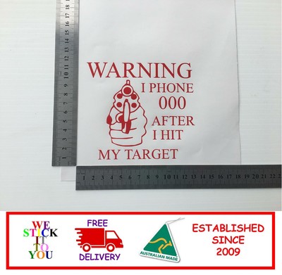 WARNING I PHONE 000 BUMPER STICKER,VINYL DECAL,WINDOW STICKER,LAPTOP ...