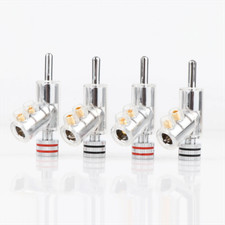 8PCS Hi-End Audio Speaker Cable Plugs Gold/Rhodium Plated Lockable Connector New