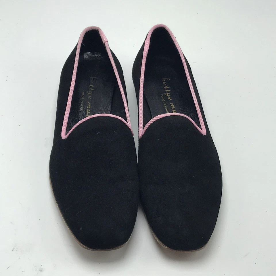 Mocasín sin cordones Bettye Muller negro gamuza rosa talla 36 EE. UU. 5 Foto 2 de 4