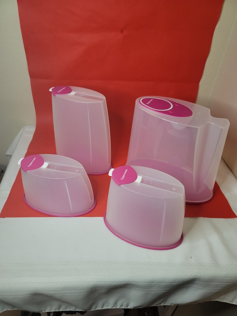 Tupperware Canister Set 4 Piece, Pink Lidded First In First