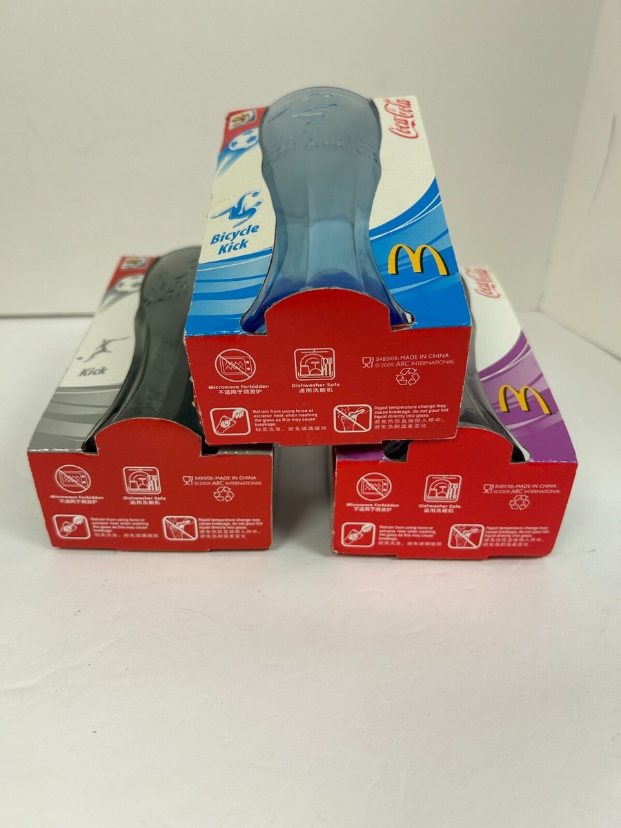 3 NEW McDonalds Coca Cola 2010 FIFA World Cup Glasses Charcoal