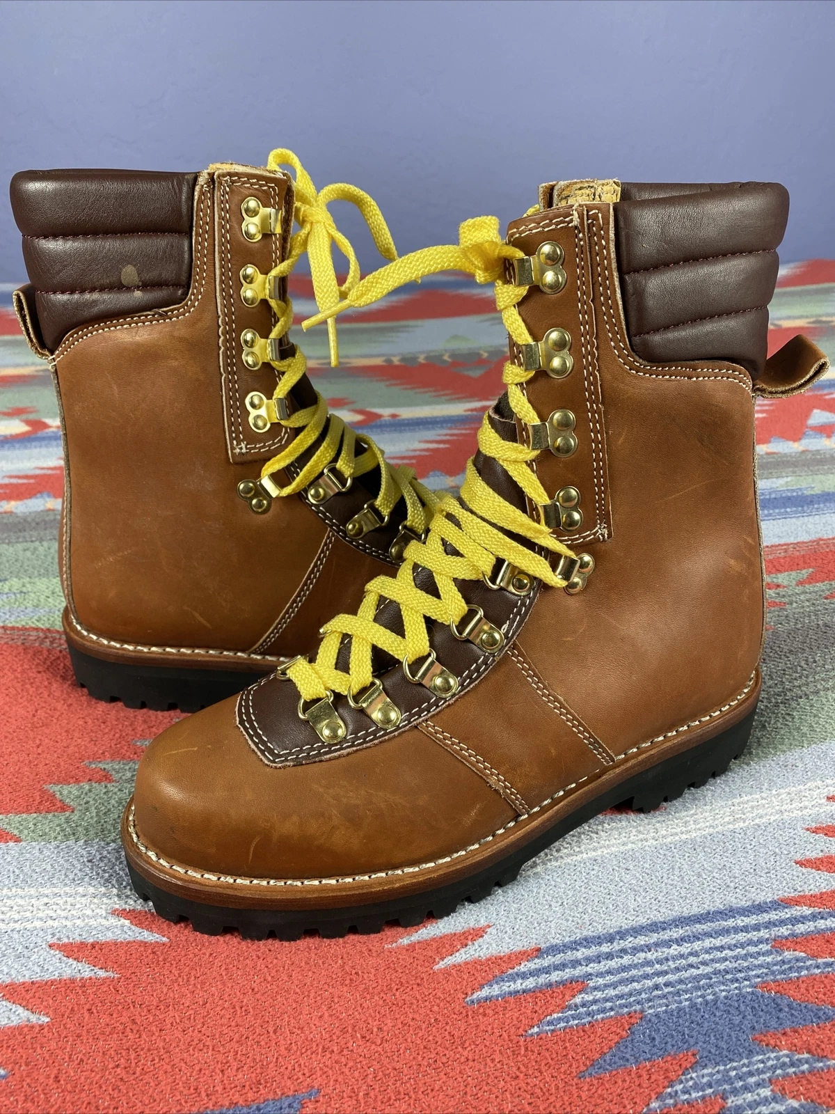 MONTBLANC Vintage LACE UP MOUNTAIN HIKING TRAIL BOSS BOOTS SZ 8.5 NEW!