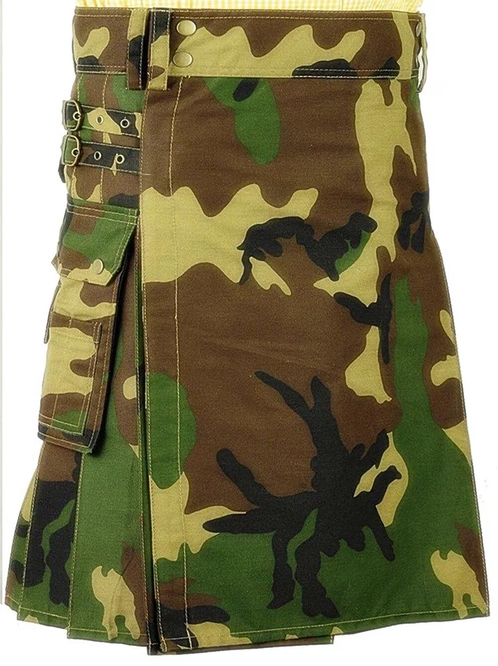 Escocés Militar Utilitario Kilts Highland 100% Algodón Unisex Kilts Foto 2 de 3