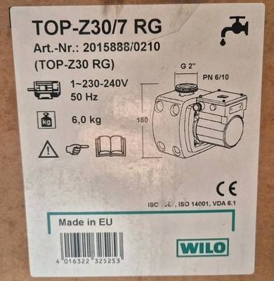 Wilo Top Z 30/7 RG 2015888 / 0210 1~230V Trinkwasser Zirkulationspumpe #700