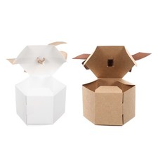 20pcs Hexahedron Candy Boxes Paper Gift Boxes with Ribbon for Baking Wedding