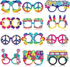 36 Pcs 60s Party Decorations 60's Photo Booth Prop 60 Hippie Themed Eyeglasse...