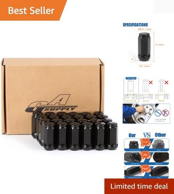 Black Lug Nuts 14X1.5, Close End Bulge Acorn Lug Nuts 3/4 inch Hex 1.9inch Ta...