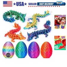 4PCS 3D Printed Dragon Egg, Articulated Crystal Animals Fidget Toys, Small 3D...