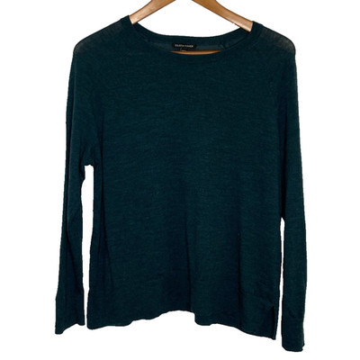Women's Small Eileen Fisher 100% Extra Fine Merino Wool Crewneck Sweater Teal