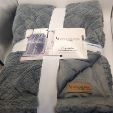 Koolaburra by UGG Crystelle Throw Blanket Textured Faux Fur Gray 50x70 Cozy NWT
