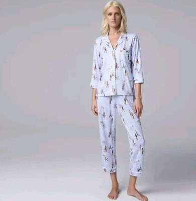 Simply Vera Wang 2-pc Pajama Set Top &  Pants Purple Paris Whimsy Novelty Sz XL