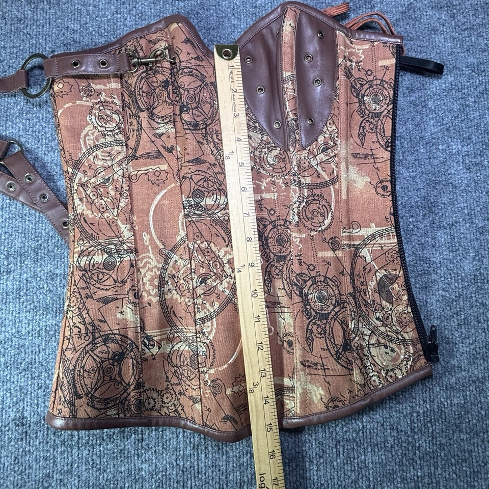 Corsé de disfraz de pirata con detalles de cuero marrón Foto 4 de 4