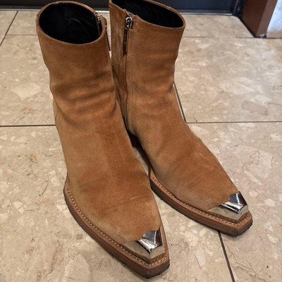 Calvin Klein 205W39NYC Raf Simons Archive Suede Western Boots Gray