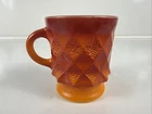 MUG Anchor Hocking Fire King Glass Kimberly Diamond Red Orange Hombre Vintage US