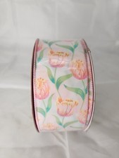 Members Mark Premium Wired Edge Ribbon 2.5" W x 50 Yards Tulips