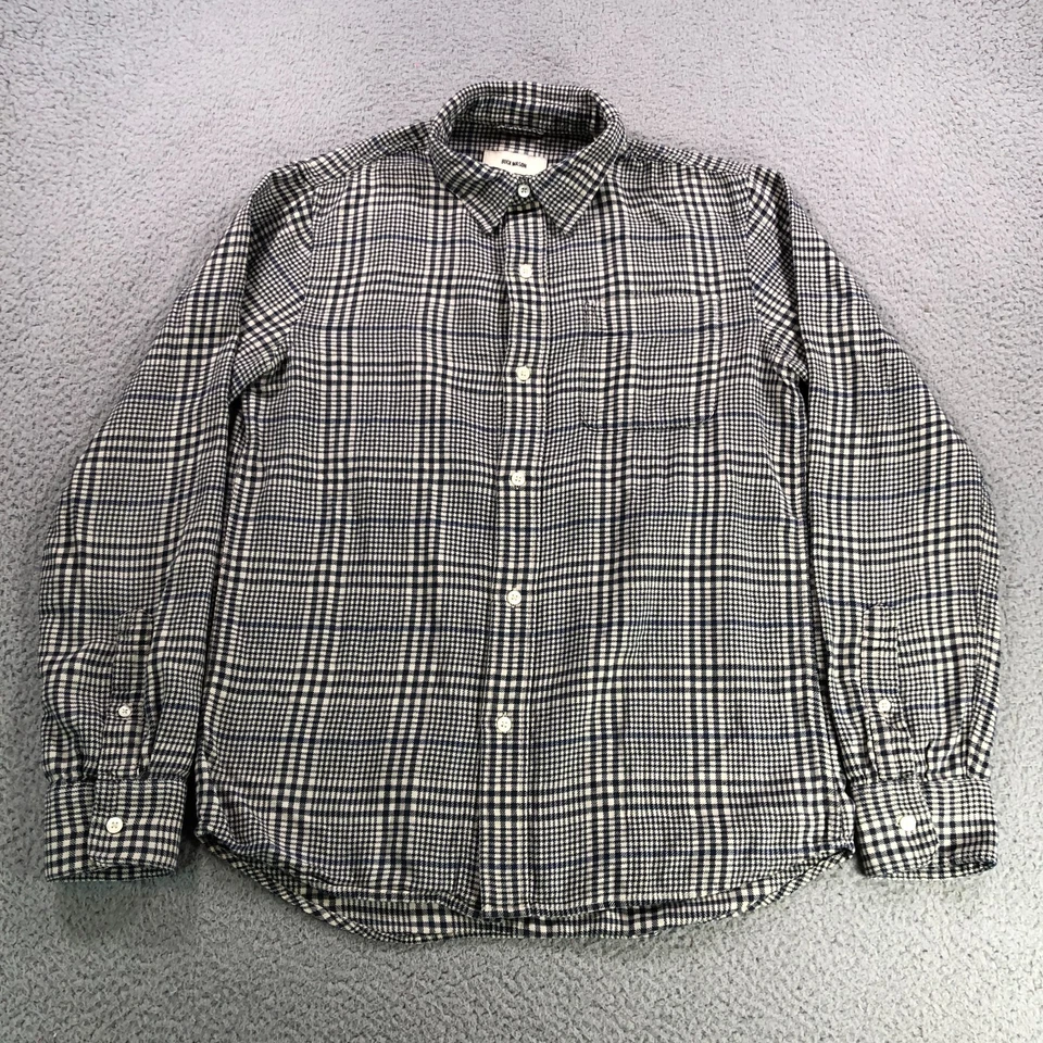 Buck Mason Shirt Adult Small Black White Houndstooth Plaid Lightweight Button Up - Image 2 of 4