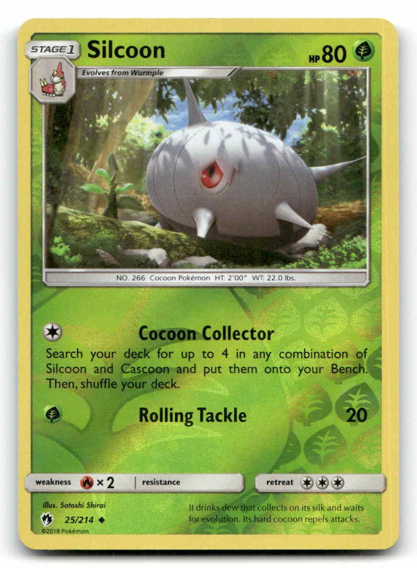 Silcoon Reverse Holofoil SM - Lost Thunder 25/214 NM Pokemon