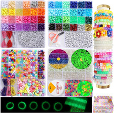 2500 PCS Pony Beads Jewelry Making Kit   96 Colors, UV Color Changing  Glow Alp