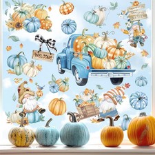 Fall Blue Pumpkin Window Clings Thanksgiving Glass Sticker Decal