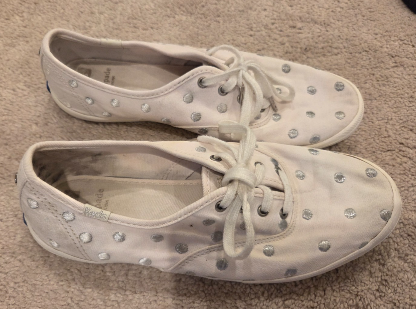 Keds x Kate Spade New York Women’s Shoes Size 8 Silver Polka Dot Lace Up Sneaker