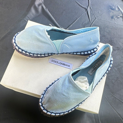 Dolce & Gabbana Blue Canvas Espadrille Flats Slip-On Round Toe Teens 13