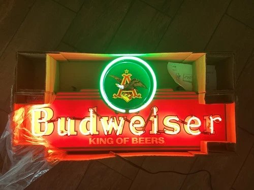 Vtg Budweiser Eagle King of Beers Neon Light Sign 30" NEW in original packing