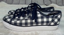 KEDS x DRAPER JAMES Triple Kick Dolly Check Navy White Platform Shoe Size 8