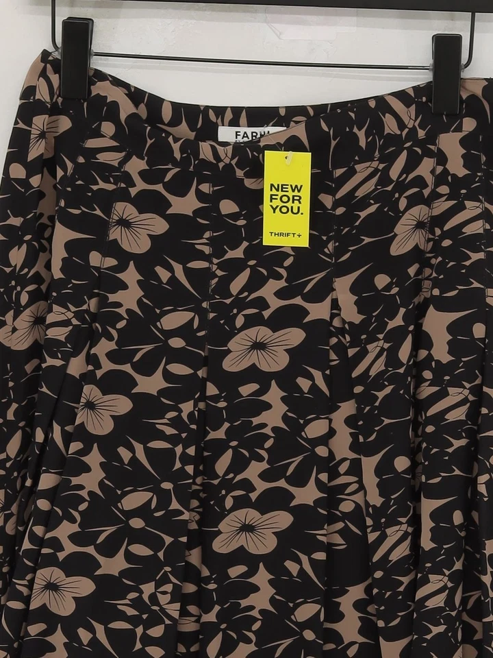 Nicole Farhi Women's Midi Skirt UK 12 Black Floral 100% Silk Midi A-Line - Image 3 of 4