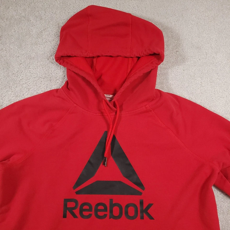 Reebok Hoodie Womens Medium Pullover Cropped Athletic Sweatshirt Drawstring - Image 3 of 4