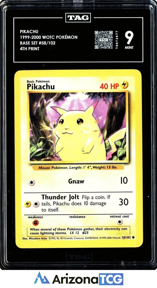 Pokémon TCG Base Set Pikachu Grade 9 Individual Collectible Card