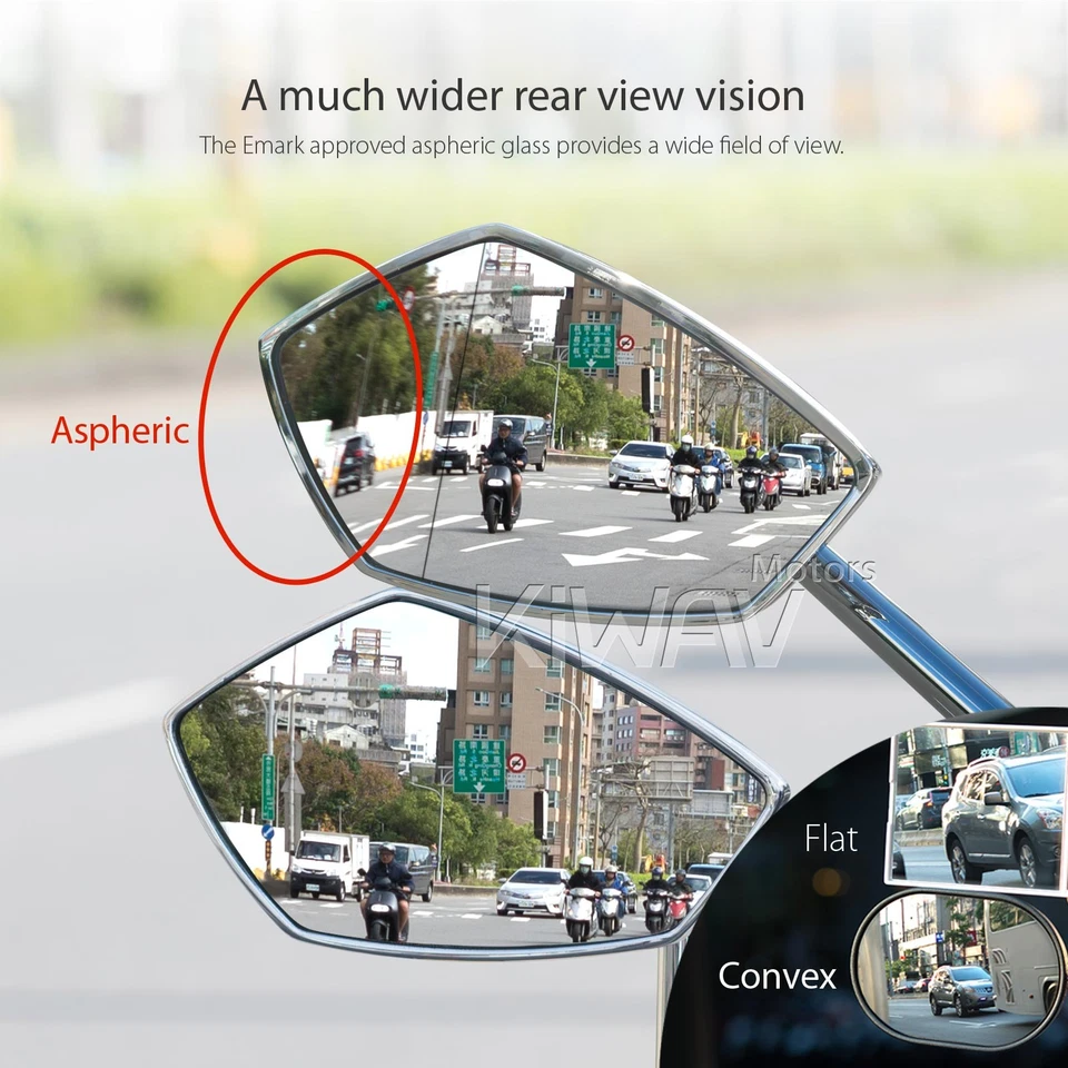 Carenado Espejos Cromo Palm II Convexo Asférico Negro Base para Suzuki GSX-R GSF Foto 4 de 4