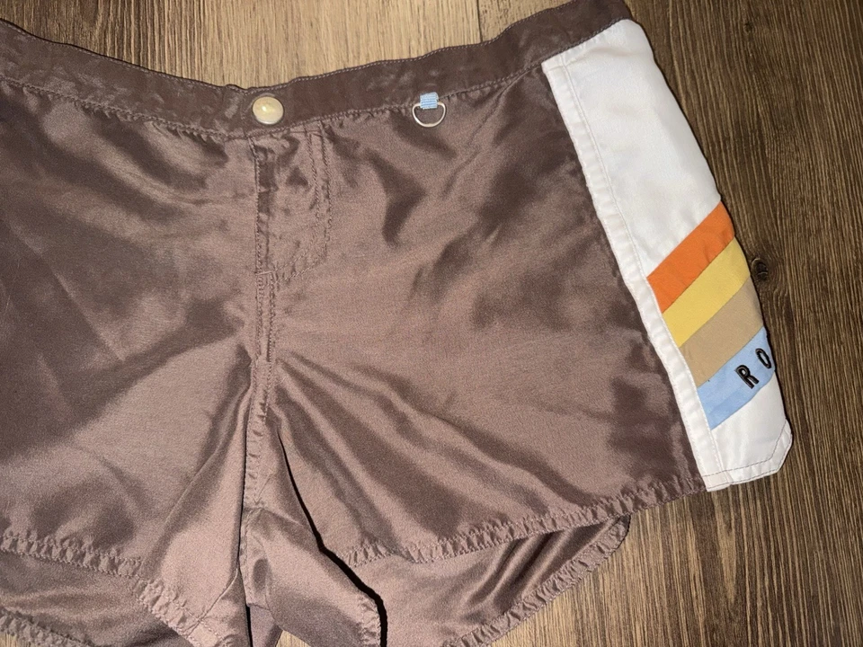 Vintage Y2K Roxy Women's Board Shorts Low Rise Brown Logo Size 7 - Image 2 of 4