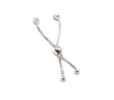 Small sterling silver slider bracelet extender chain & sliding bead finding 90mm