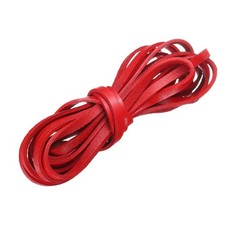 Flat Leather Cord 3.3 Yard 5mm Leather String Strips for DIY Crafts Red