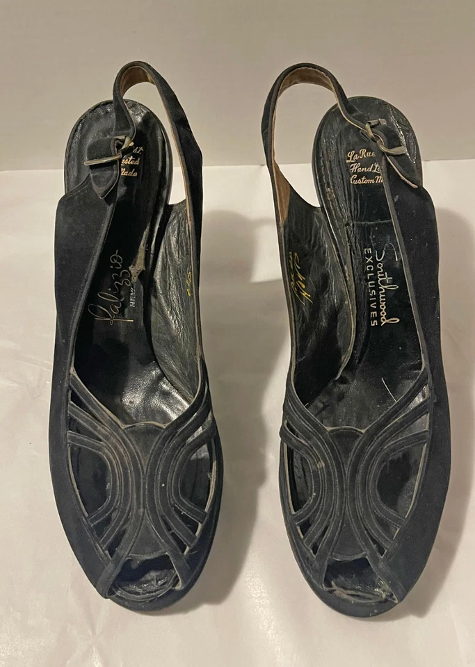 3 PAIRS VINTAGE SHOES 1930'S / 1940'S PLATFORM - Image 2 of 4