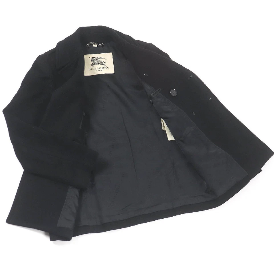 BURBERRY LONDON Wool Cashmere Logo Button Pea Coat Black 44 Men's - Image 3 of 4