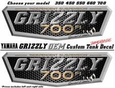 Yamaha Grizzly OEM ATV Tank Decal Graphic Sticker Kit 350 450 550 660 700 4x4