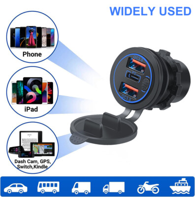 12V USB Steckdosenladegerät fürs Auto 66 W Dual QC3.0 Wasserdichter Anschluss