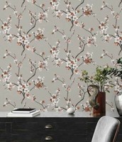 Vliestapete Floral Blumen Ast Grau Braun Livingwalls 38520-4 (3,36€/1Qm)