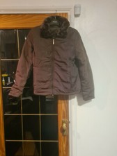 Jane Ashley Casual Living Brown Faux Fur Collar Puffer Jacket Size 12 - 14