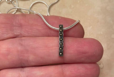 Sterling Silber Markasit Linear Anhänger für Meditation Selbsterkenntnis
