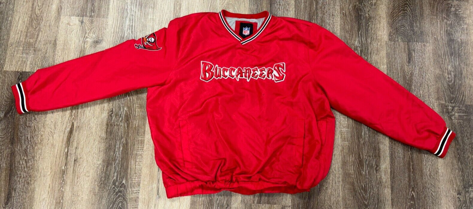 Tampa Bay Buccaneers NFL Red Vintage Jacket Spell Out Mens XXL Pullover Y2K 90s