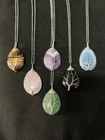 Silver Amethyst Jade Wired Work Tree Of Life Natural Stone Pendant Necklace UK