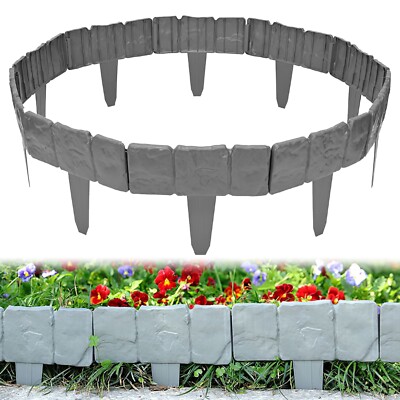 100pcs Garden Plastic Stone Edging Outdoor Landscape Decorative Border