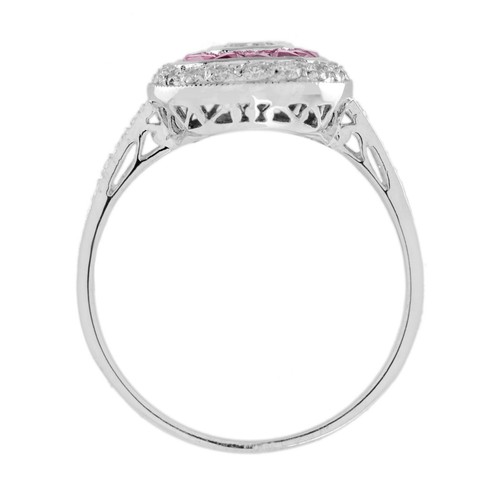 18K White Gold Diamond and Ruby Target Engagement Ring - Picture 6 of 11